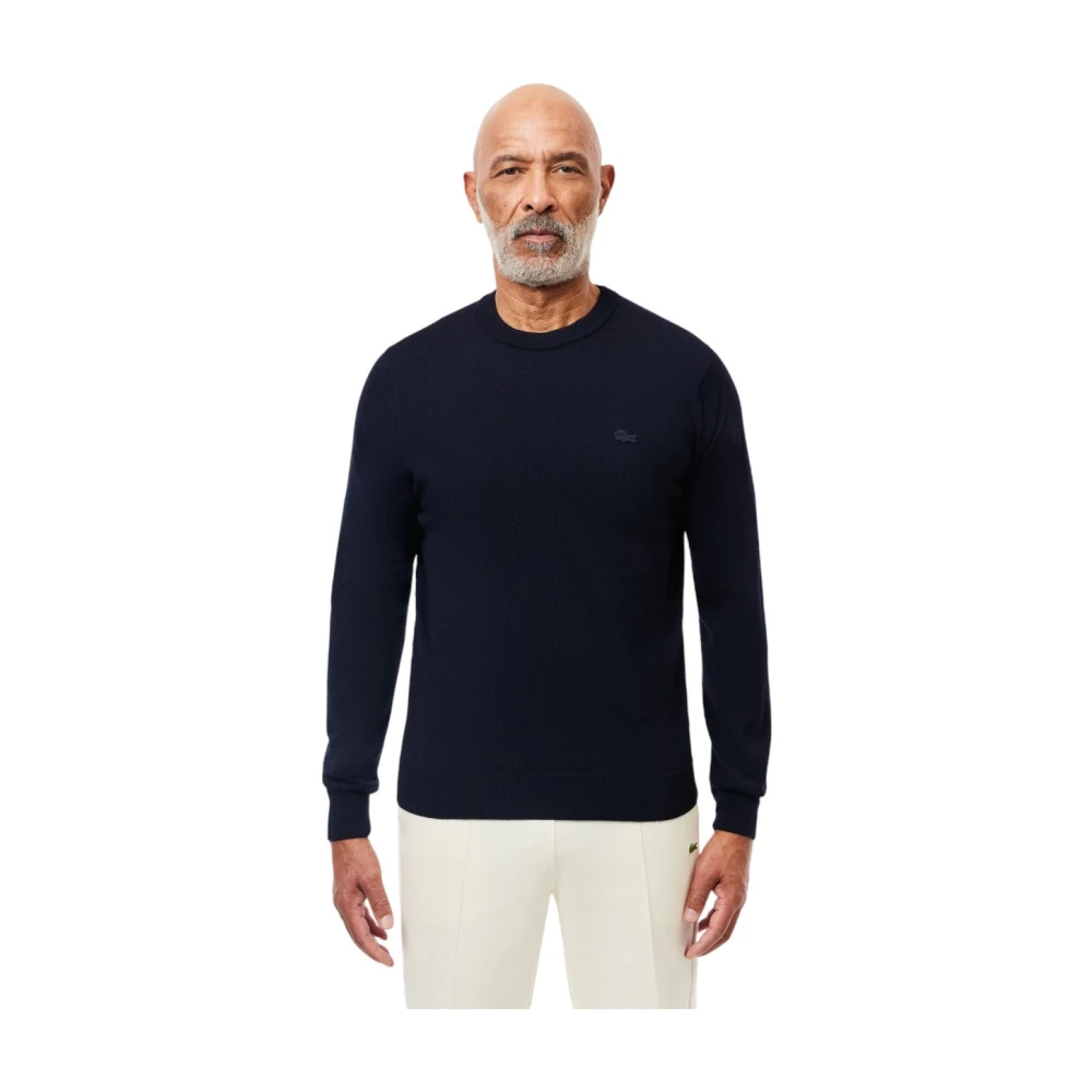 Lacoste Merino Wool Crew Neck Sweater Navy Blue Heren