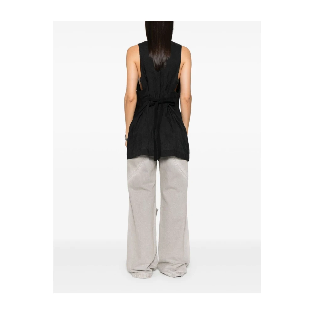 MM6 Maison Margiela Zwarte wollen diep V-hals vest Black Dames