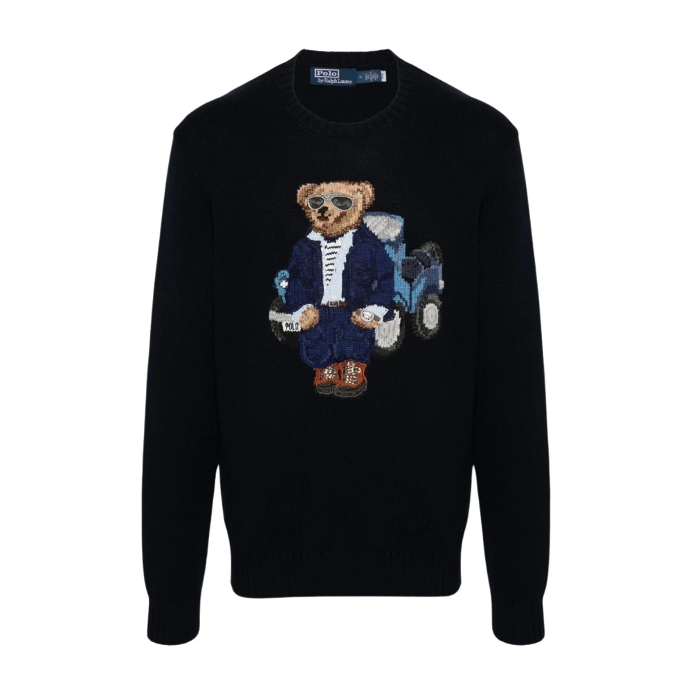Polo Ralph Lauren Katoenen Crew Neck Polo Bear Sweater Blue Heren