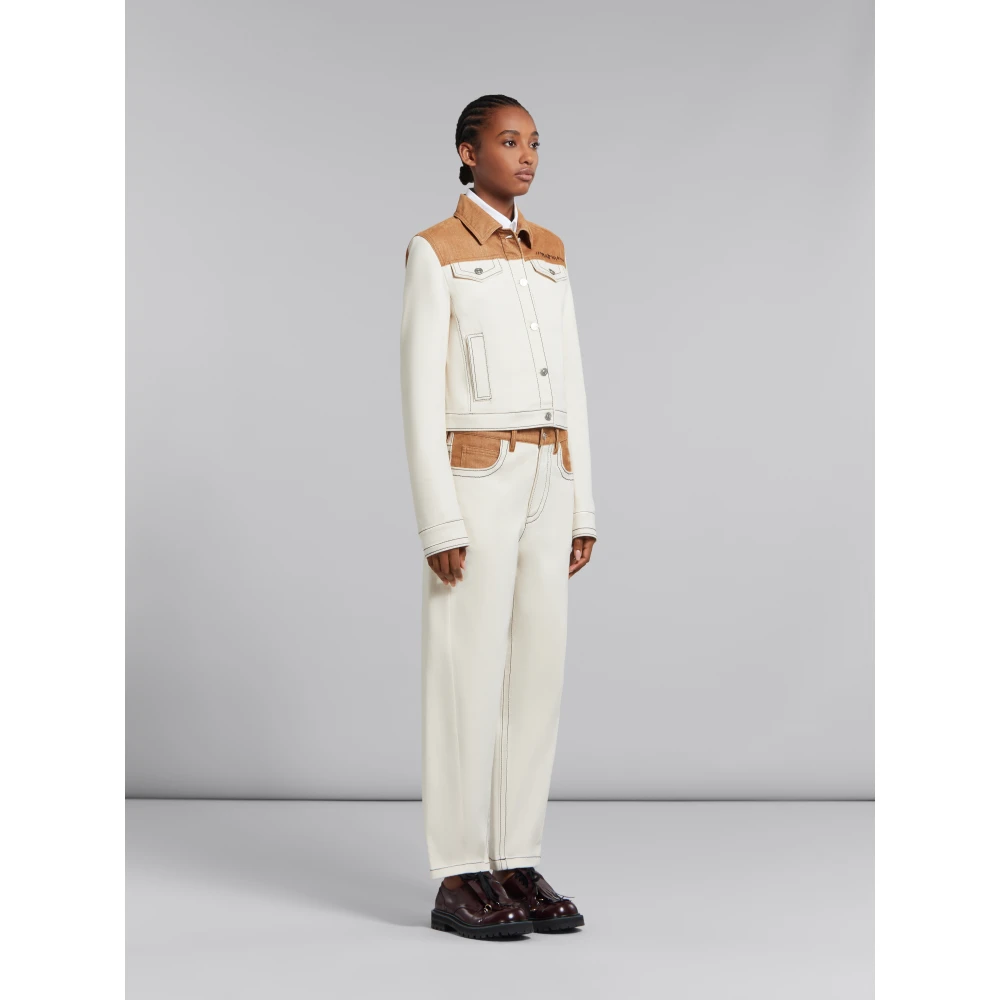 Marni denim trucker jacket met contrast yoke White Dames