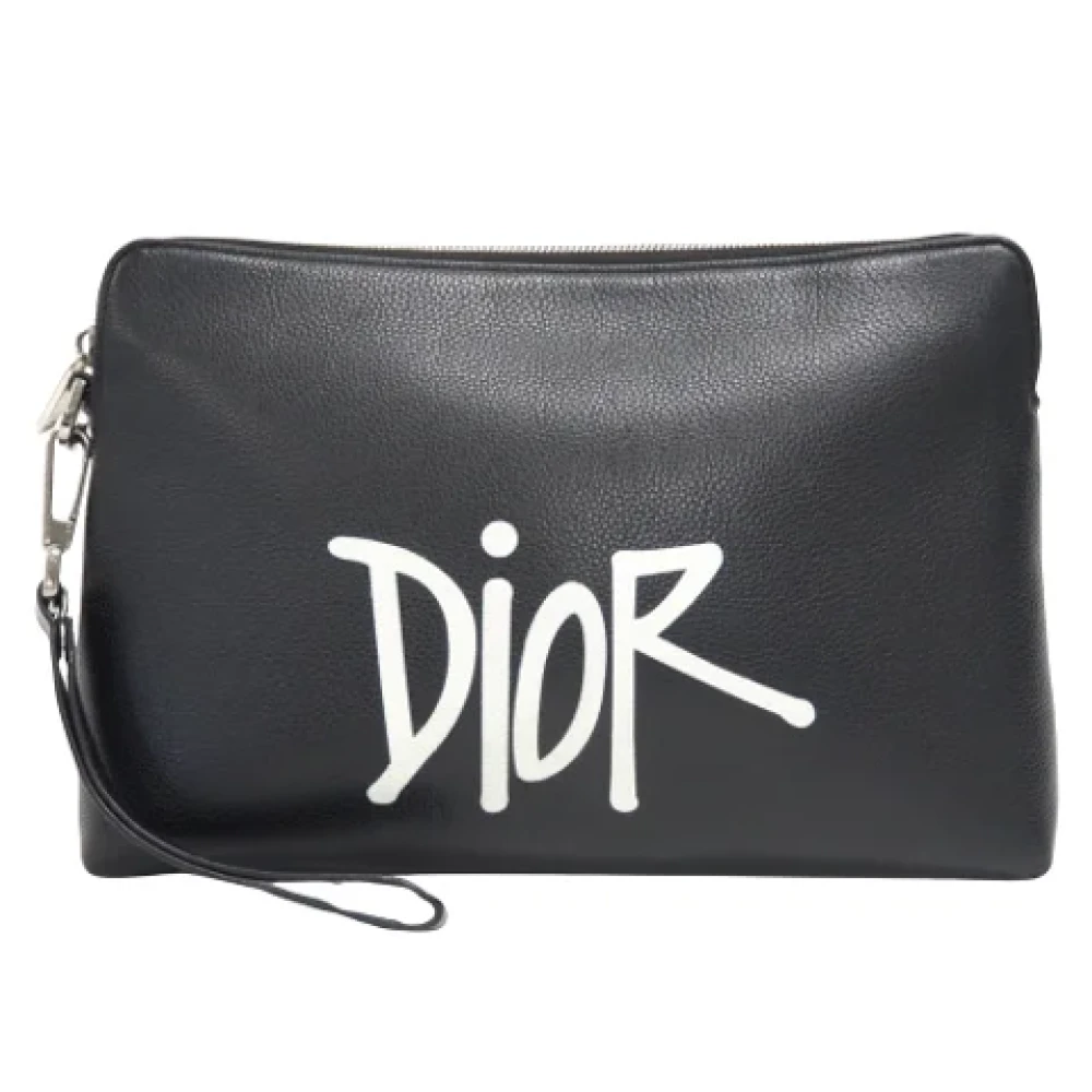 Dior Vintage Pre-owned Leather clutches Black Dames