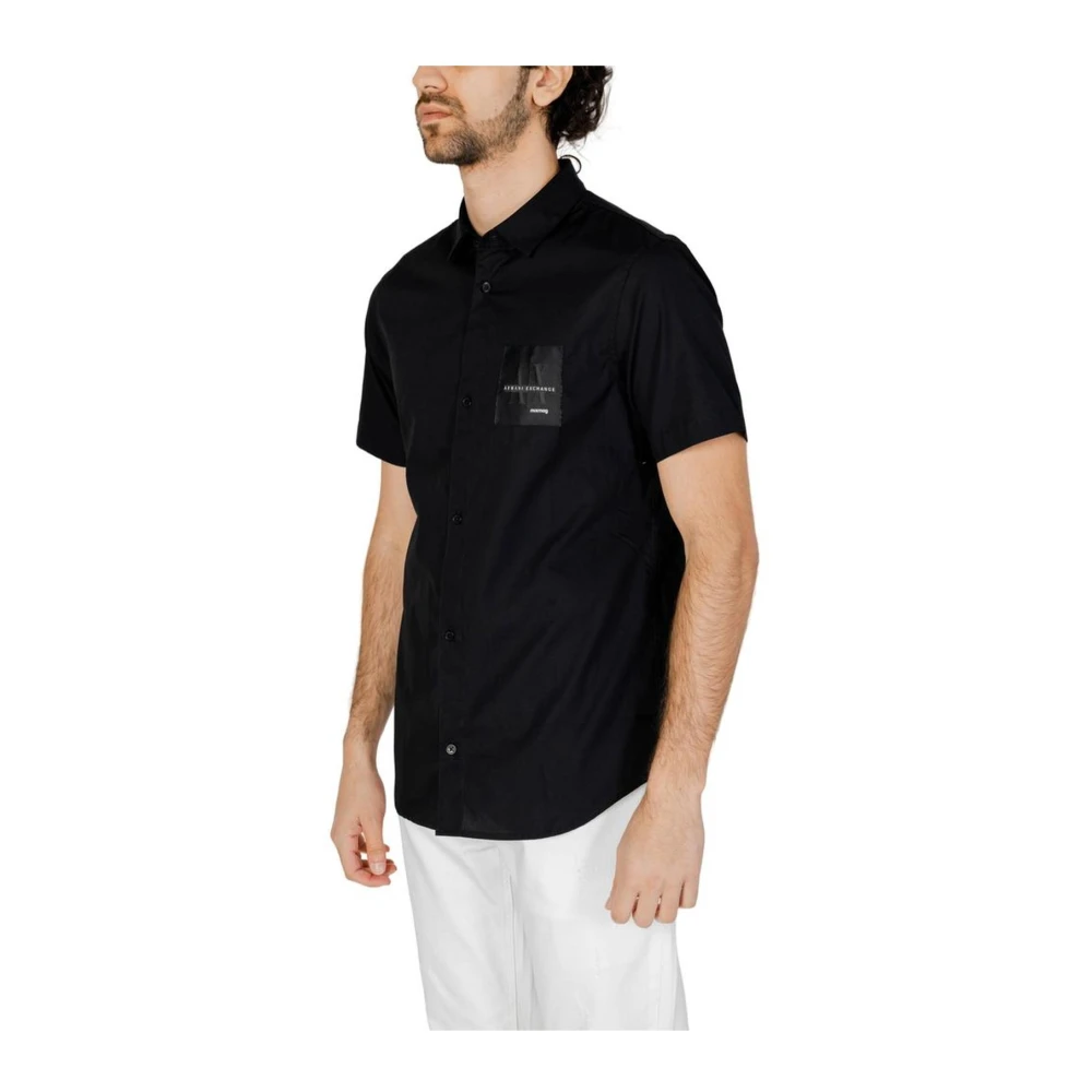 Armani Exchange Katoenen Korte Mouw Shirt Black Heren