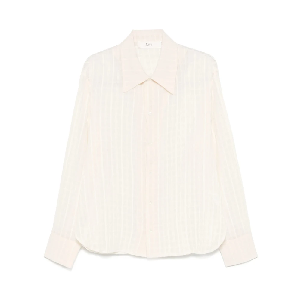 Séfr Ecru Overhemd met Knoopsluiting en Puntkraag Beige Heren