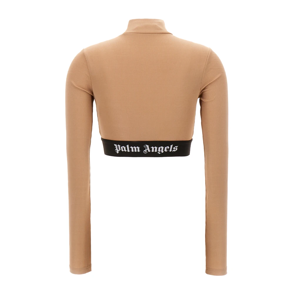 Palm Angels Casual Katoenen T-Shirt Beige Dames