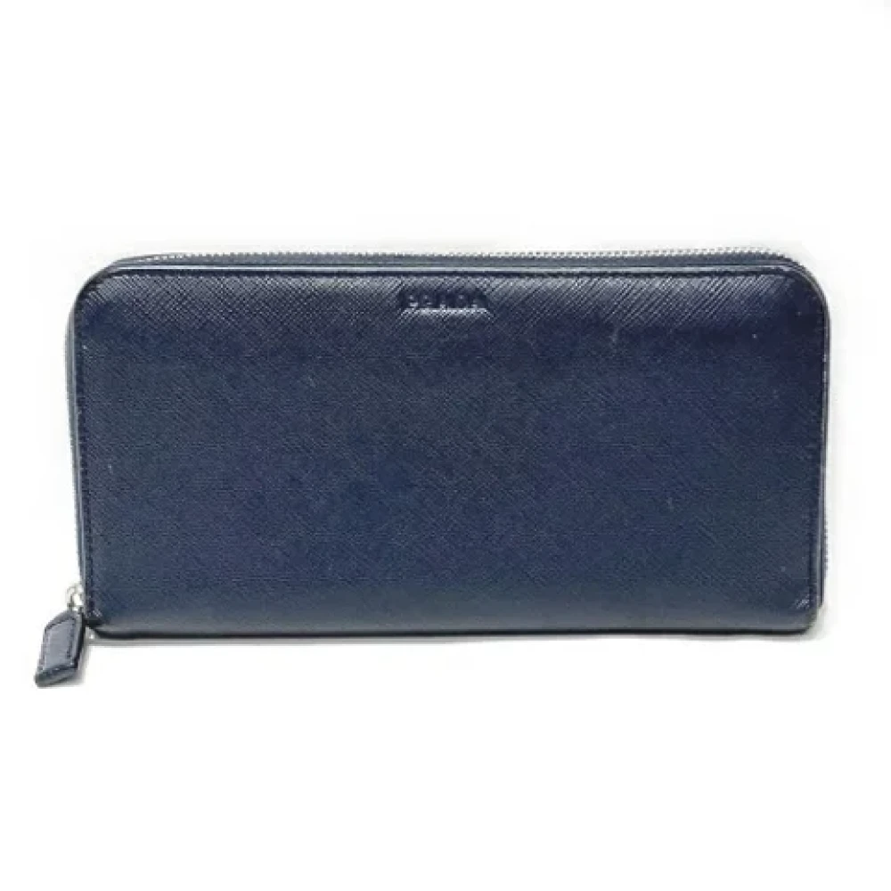 Prada Vintage Pre-owned Leather wallets Blue Heren
