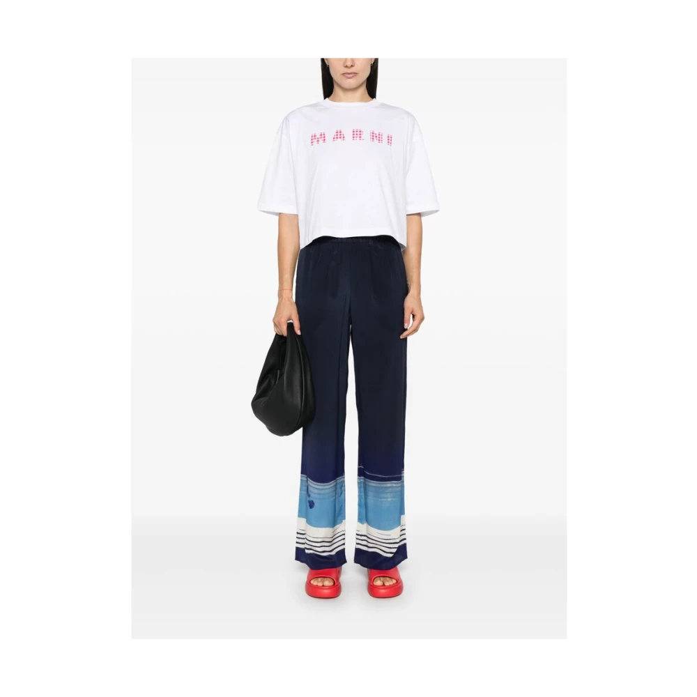 Marni Gingham Check Jersey T-shirt White Dames