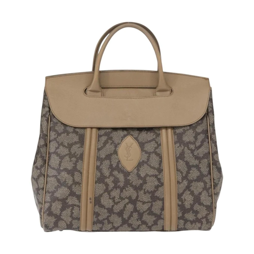 Saint Laurent Vintage Women's Gray Vintage Handbags, One Size, Pre-Owned Vintage Monogrammed Satchel Bag
