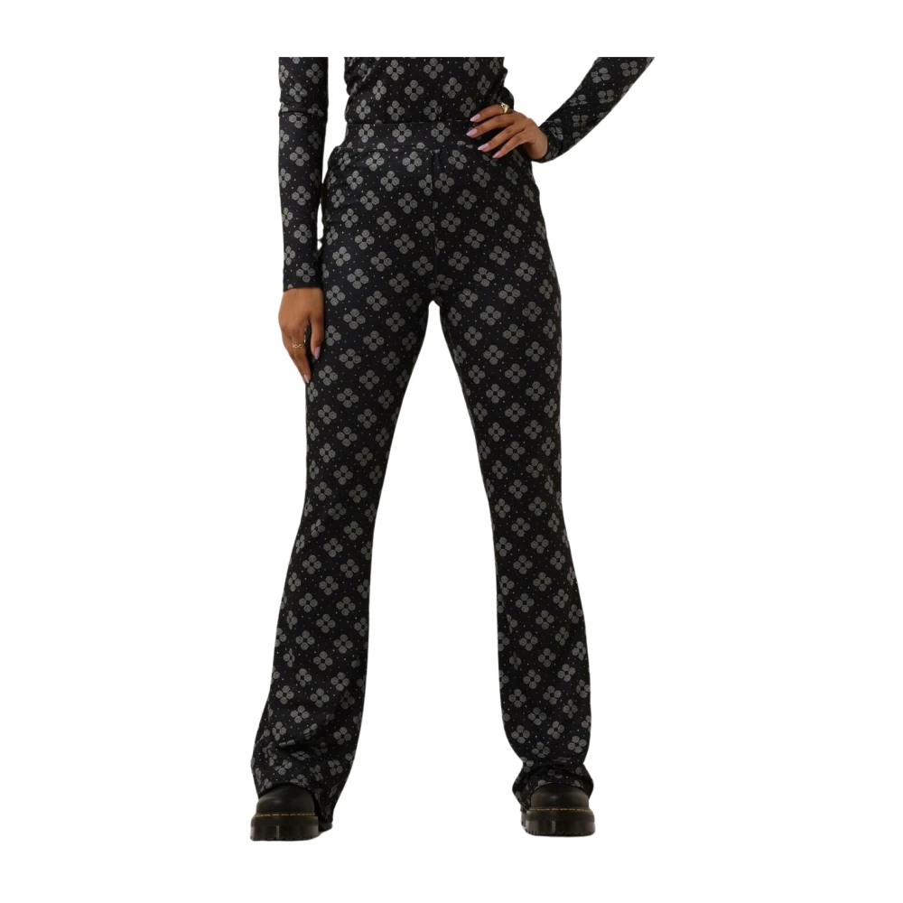 Notre-v Dames Broeken Nv Celeste Flared Pants Black Dames