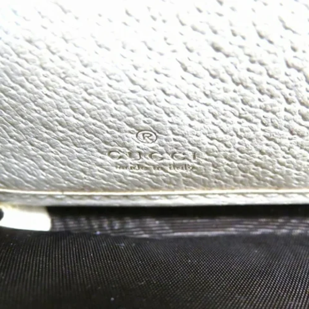 Gucci Vintage Tweedehands witleren portemonnee White Dames