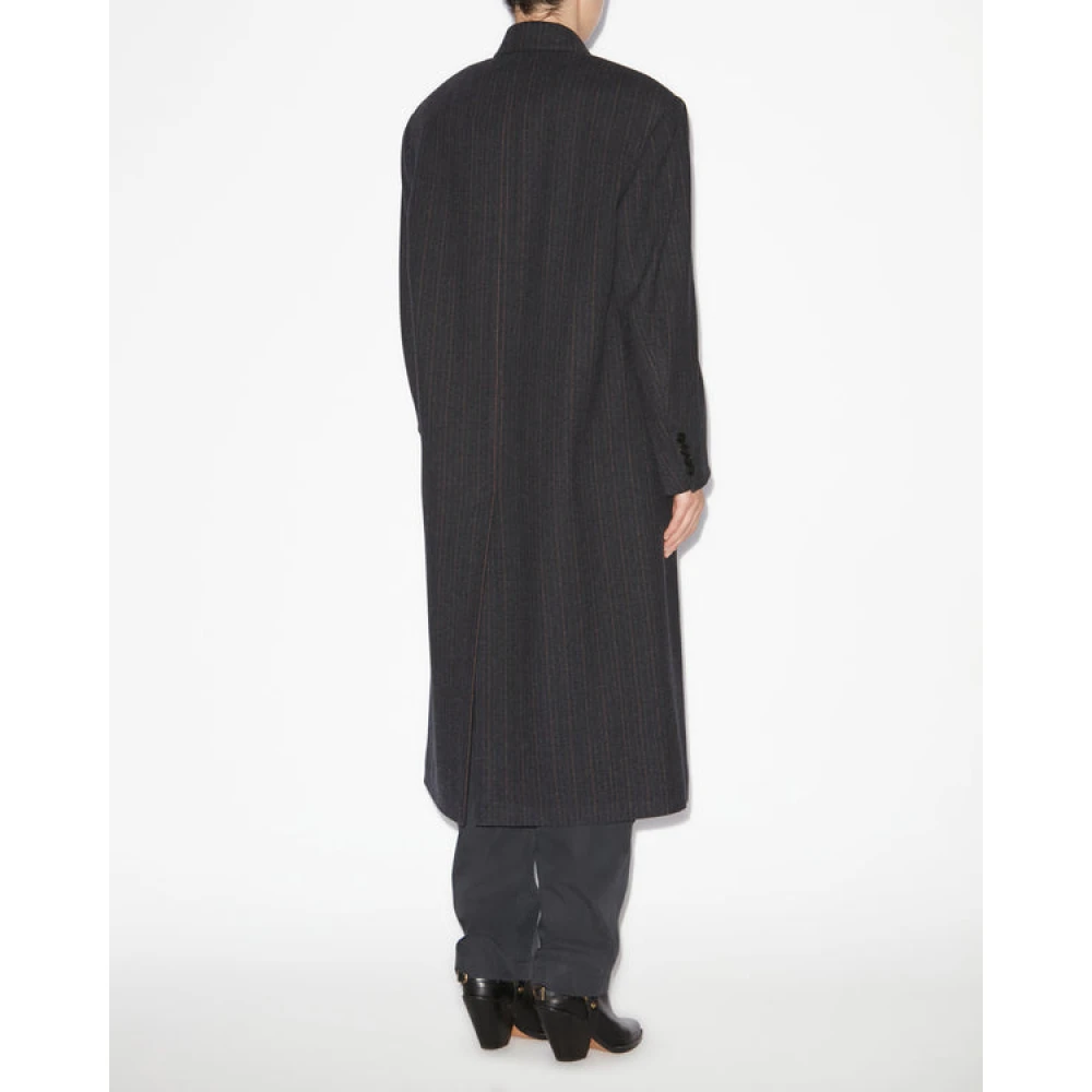 Isabel Marant Étoile Wollen Lange Jas Middernacht Blauw Blue Dames