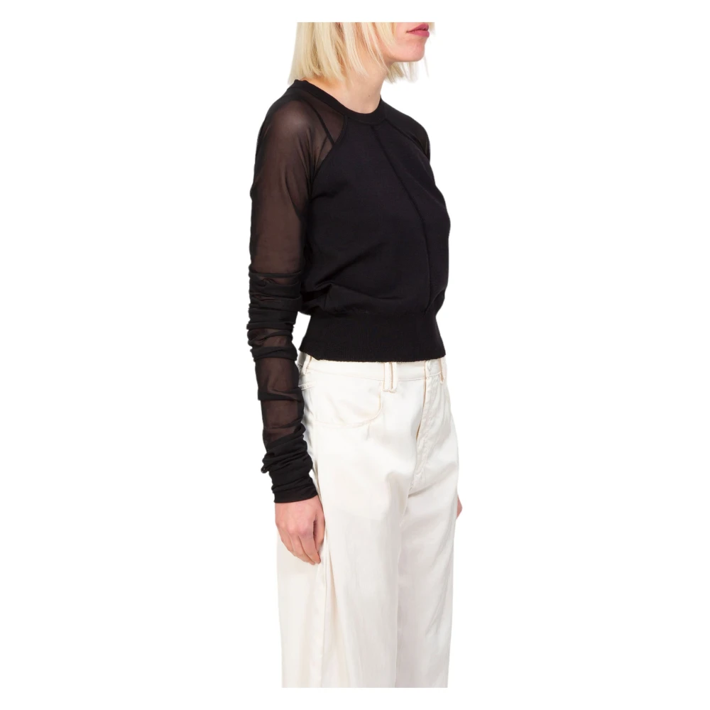 pinko Tulle Sleeves Sweater in Z99 Black Dames