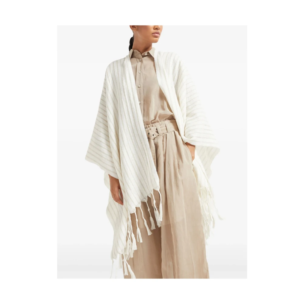 BRUNELLO CUCINELLI Witte Kwastdetail Geknoopte Lange Mouwen White Dames