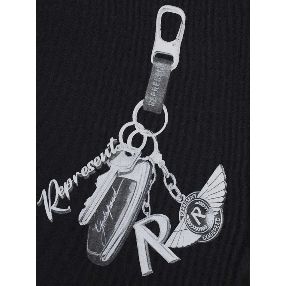 Represent Katoenen T-shirt met Print Black Heren