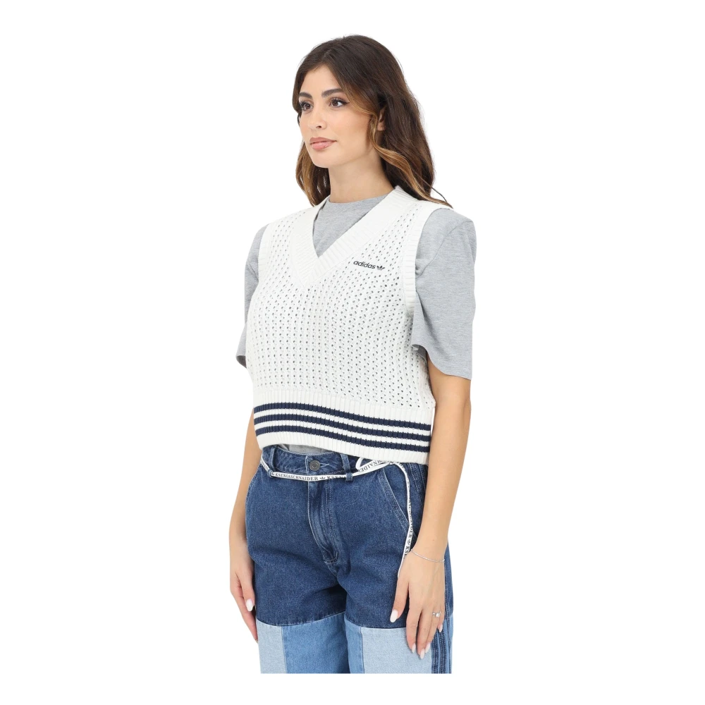 adidas Originals Witte Gebreide Gilet Jas Vrouwen White Dames