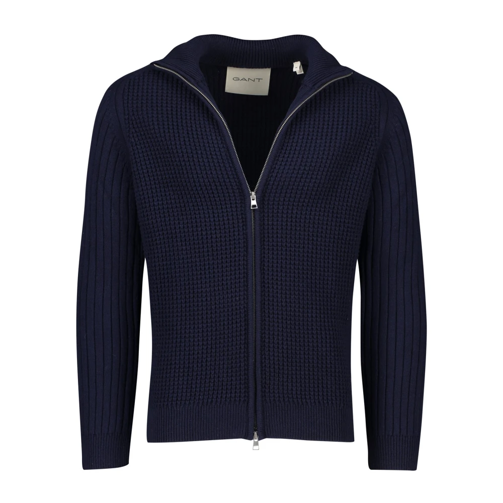 Gant Vest Wool Blend Structuur Navy