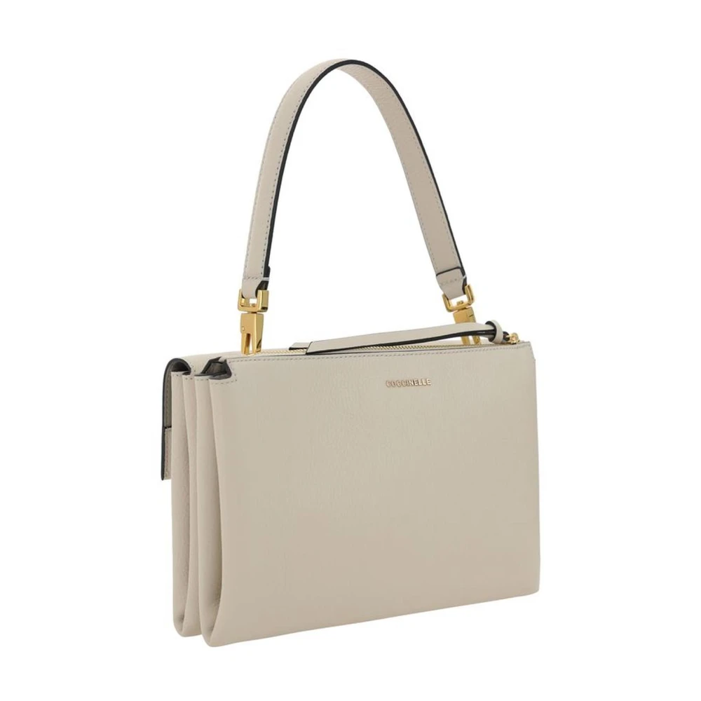 Coccinelle Schoudertas met verguld interlocksysteem Beige Dames