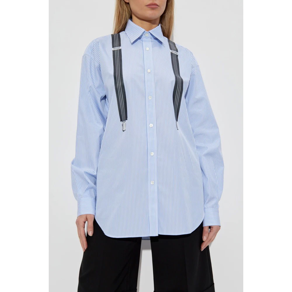Moschino Shirt met streepmotief en print Blue Dames