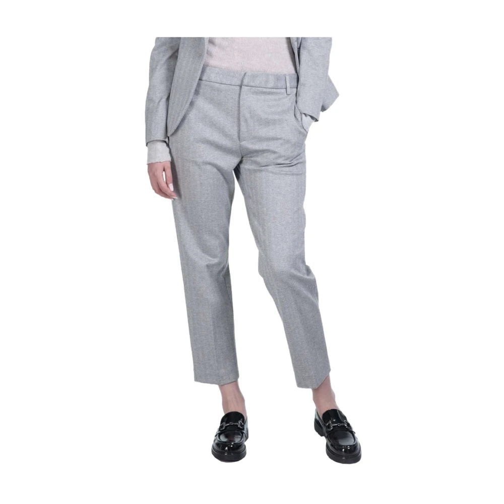 Dondup Enkellange Rits Chino's in Grijs Herringbone Gray Dames