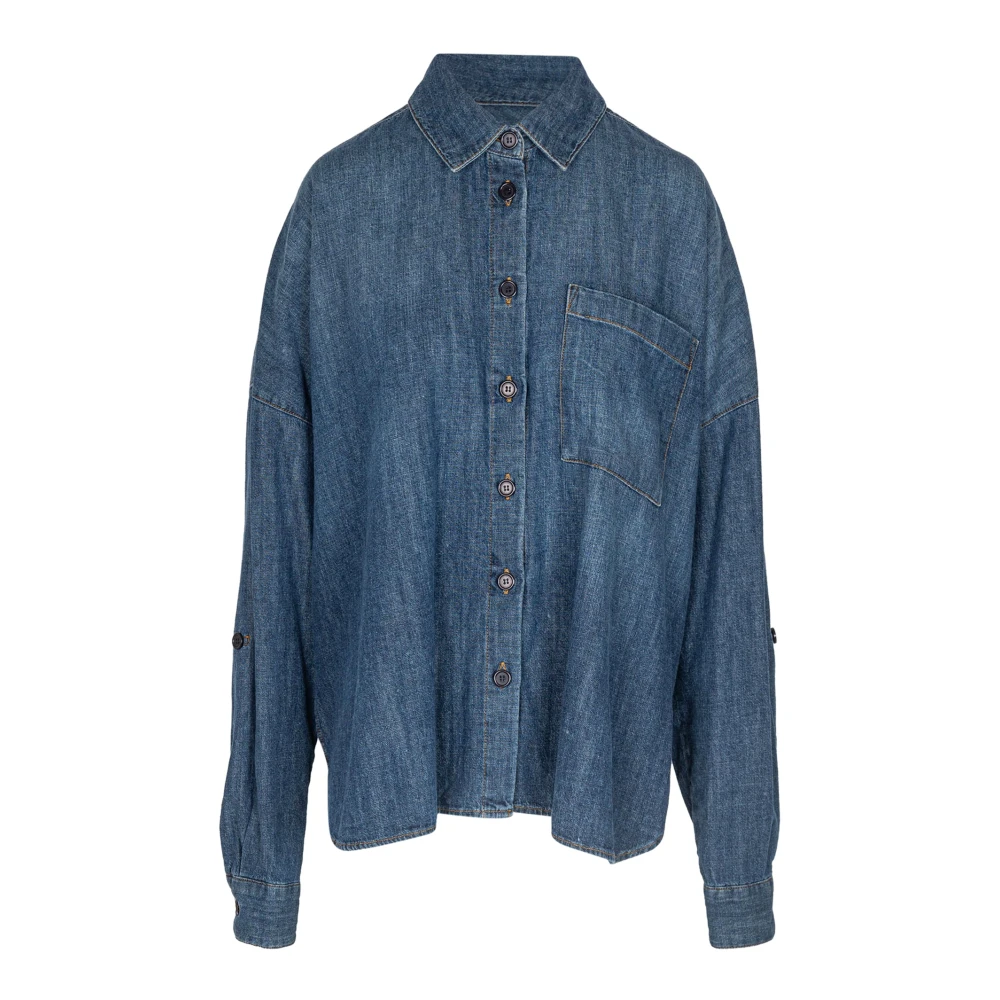 Mauro Grifoni Denim shirt met klassieke kraag Blue Dames
