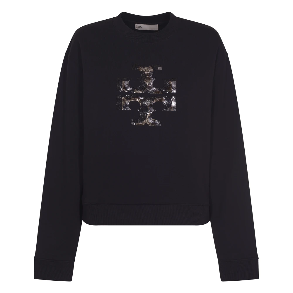 TORY BURCH Zwarte Crystal Logo Sweatshirt Black Dames