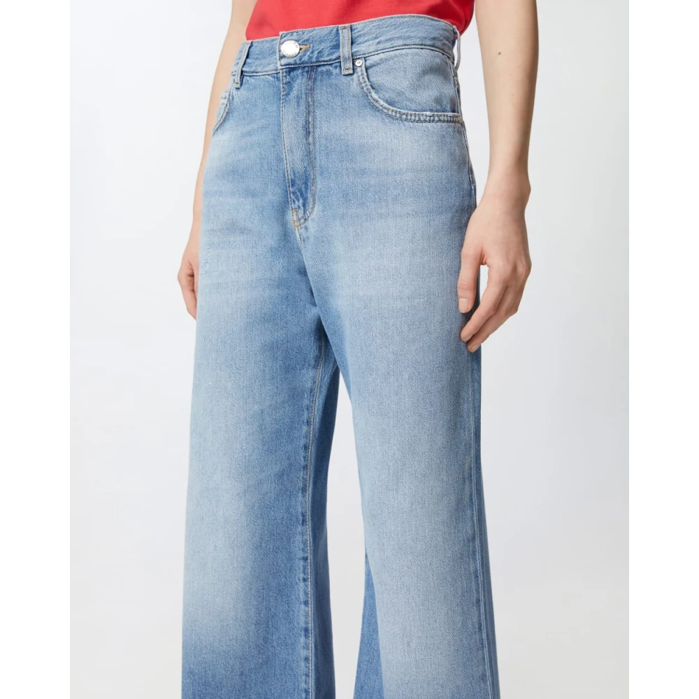 pinko Wijde Vintage Gewassen Denim Jeans Blue Dames