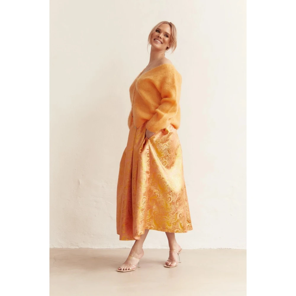 American Dreams Batik-geïnspireerde Mohair Cardigan Orange Dames