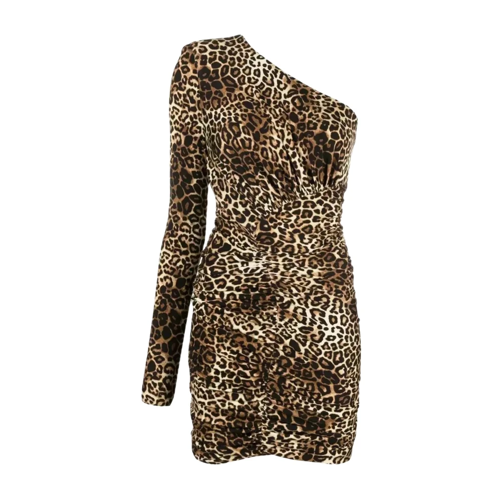 Alexandre Vauthier Mini Asymmetrische Luipaardprint Jurk Brown Dames