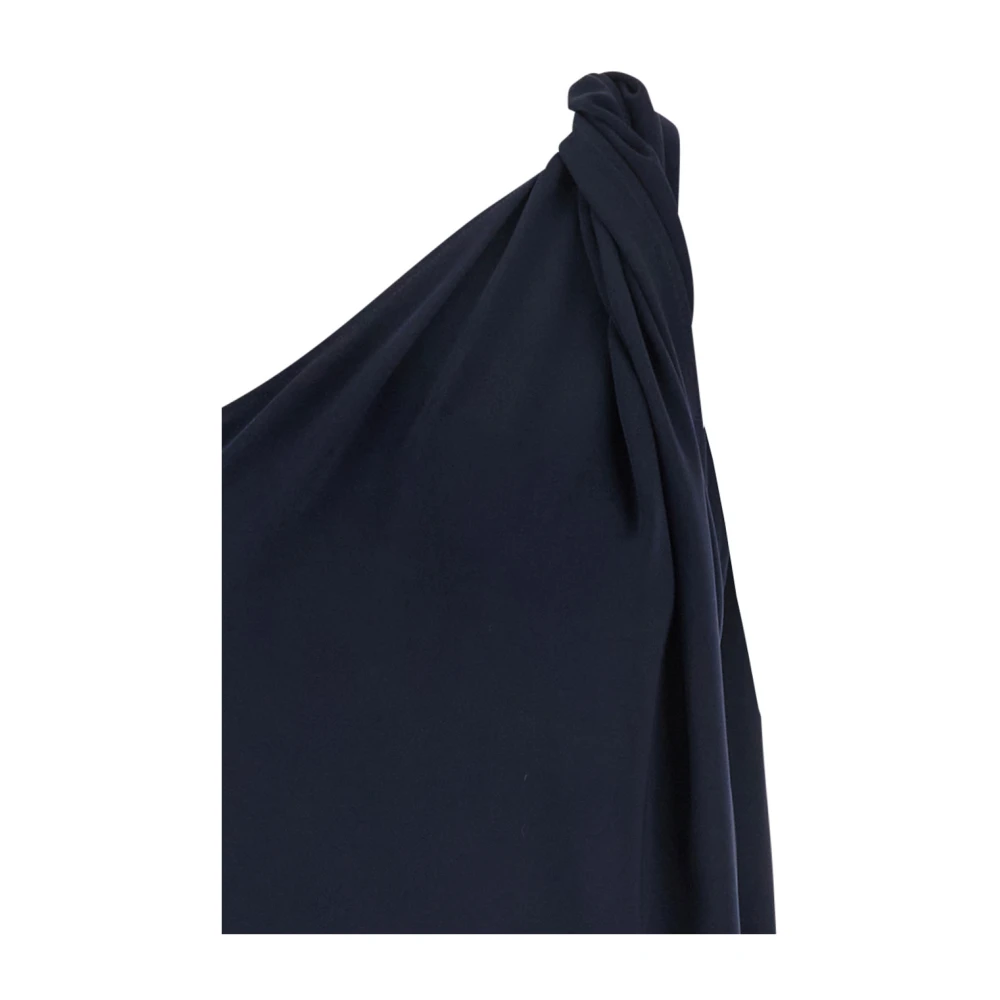 P.a.r.o.s.h. Blauwe One-Shoulder Lange Jurk van Tech Stof Blue Dames