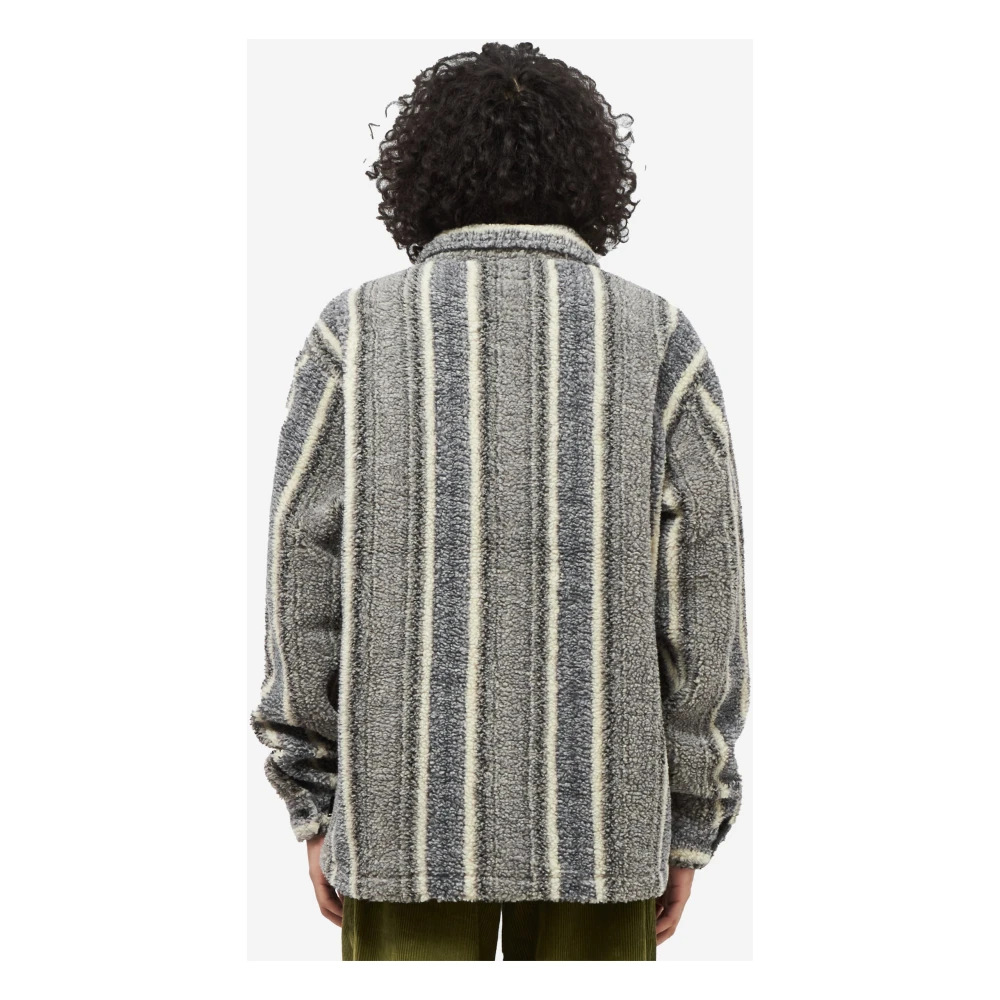 Stüssy Sherpa Gestreepte Jas in Grijs Polyester Gray Heren