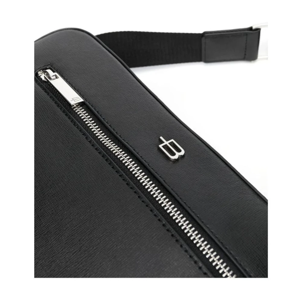 Baldinini Gestructureerde leren crossbodytas met ritszak Black Heren