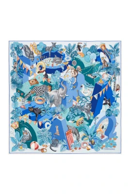 Jungle Party Print Silk Scarf