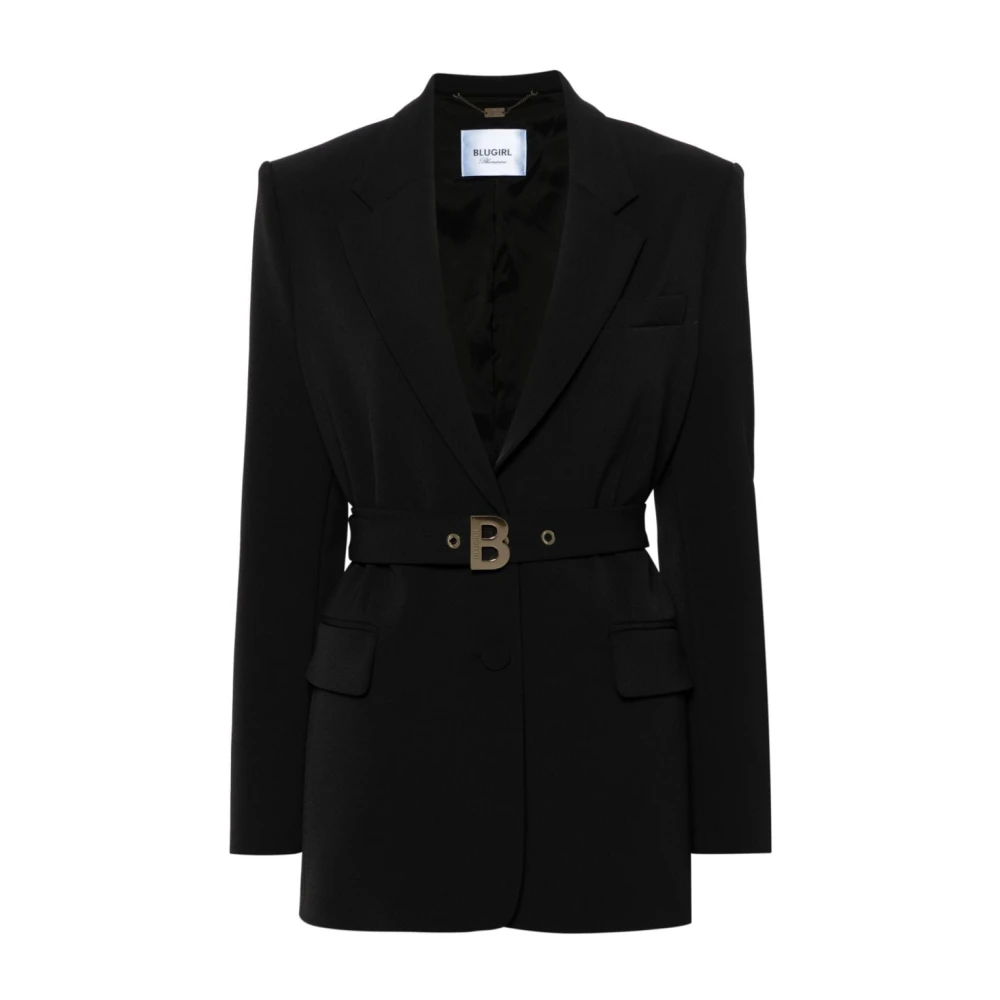 Blugirl Zwarte Crepe Jas met Gouden Details Black Dames