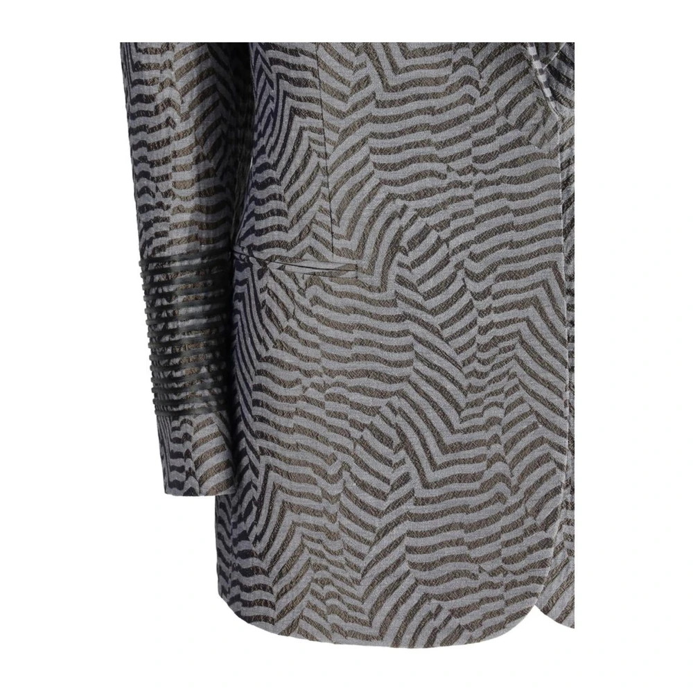 Giorgio Armani Gestreepte Geborduurde Blazer met Zakken Gray Dames