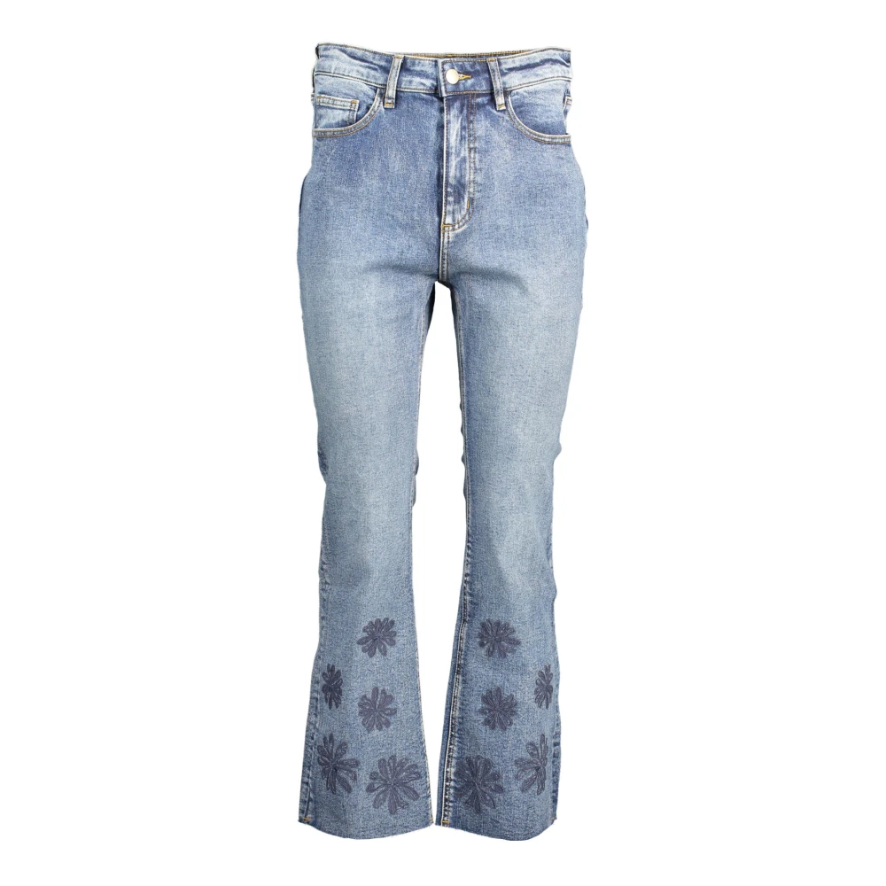 Desigual Women's Blue Denim Jeans With Embroidery