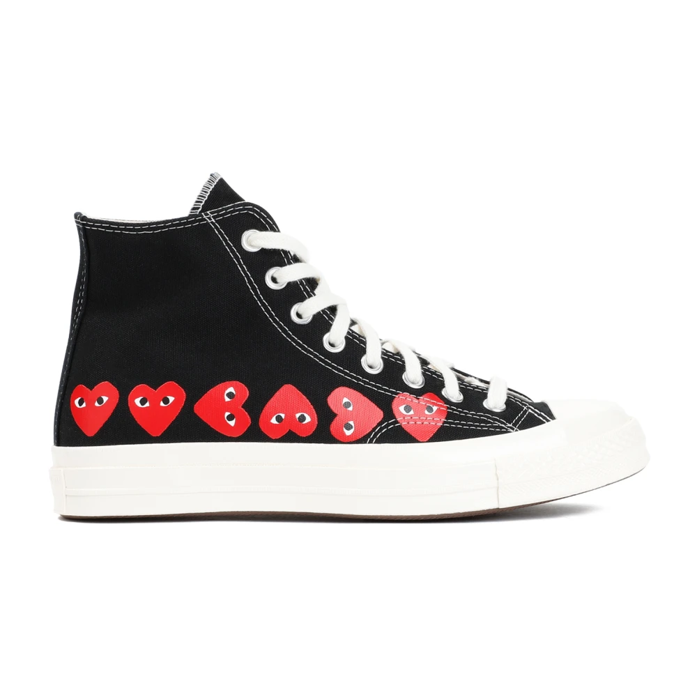 Comme des Garçons Play Svarta Canvas Hi Top Sneakers Black, Herr