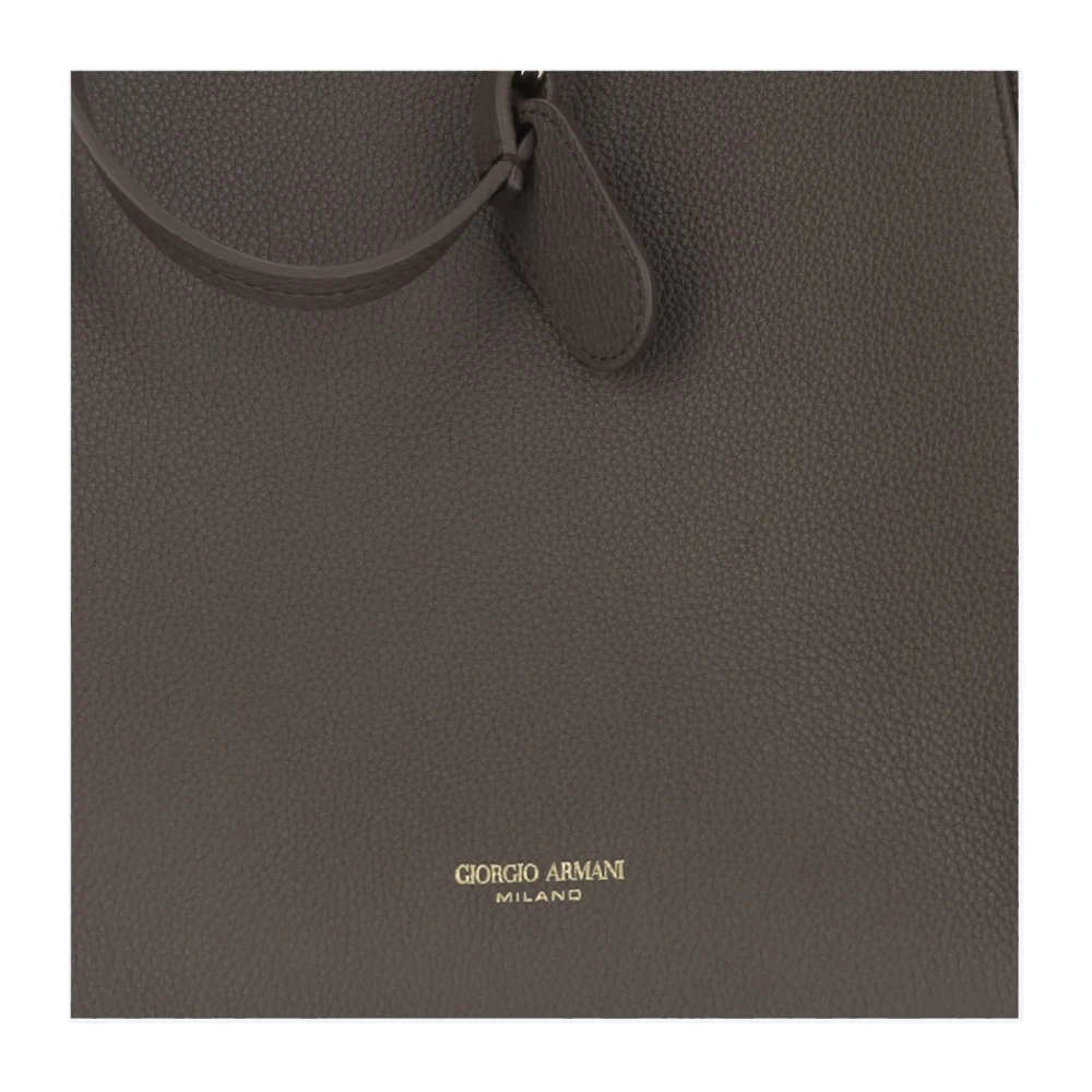 Giorgio Armani Logo Leren Tote Tas met Clutch Brown Dames