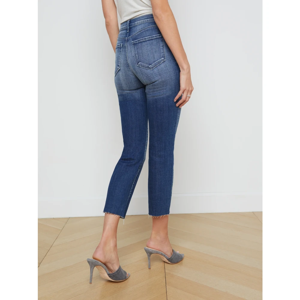 L'Agence High Rise Crop Slim Jeans Blue Dames