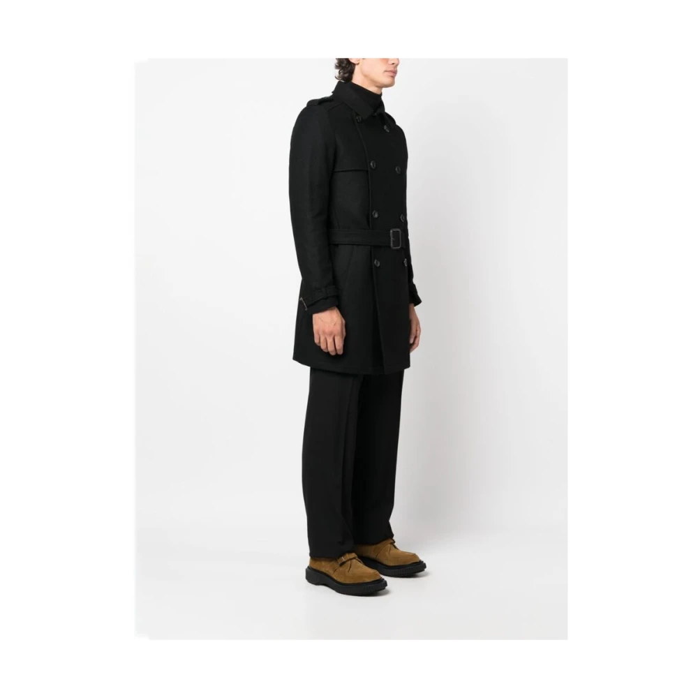 Reveres 1949 Zwarte Wollen Regenjas Black Heren