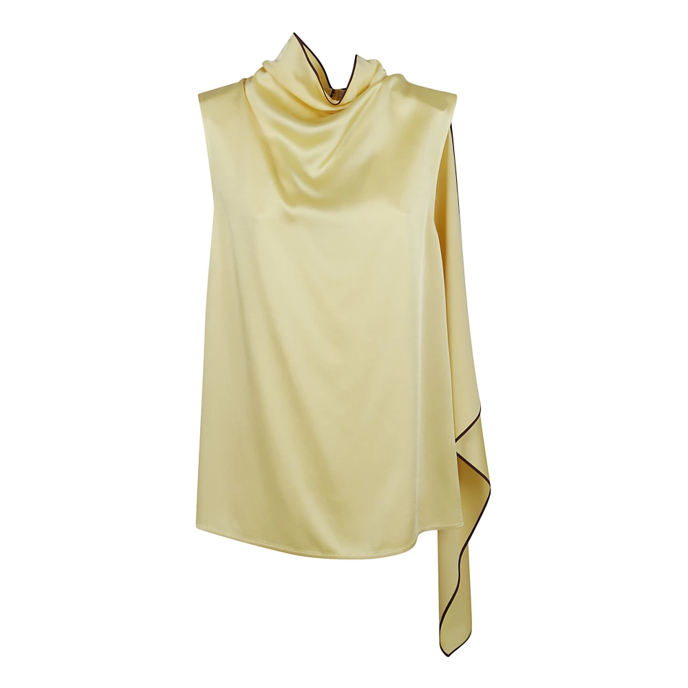 Stella Mccartney Gele Satijnen Strik Top en Broek Beige Dames