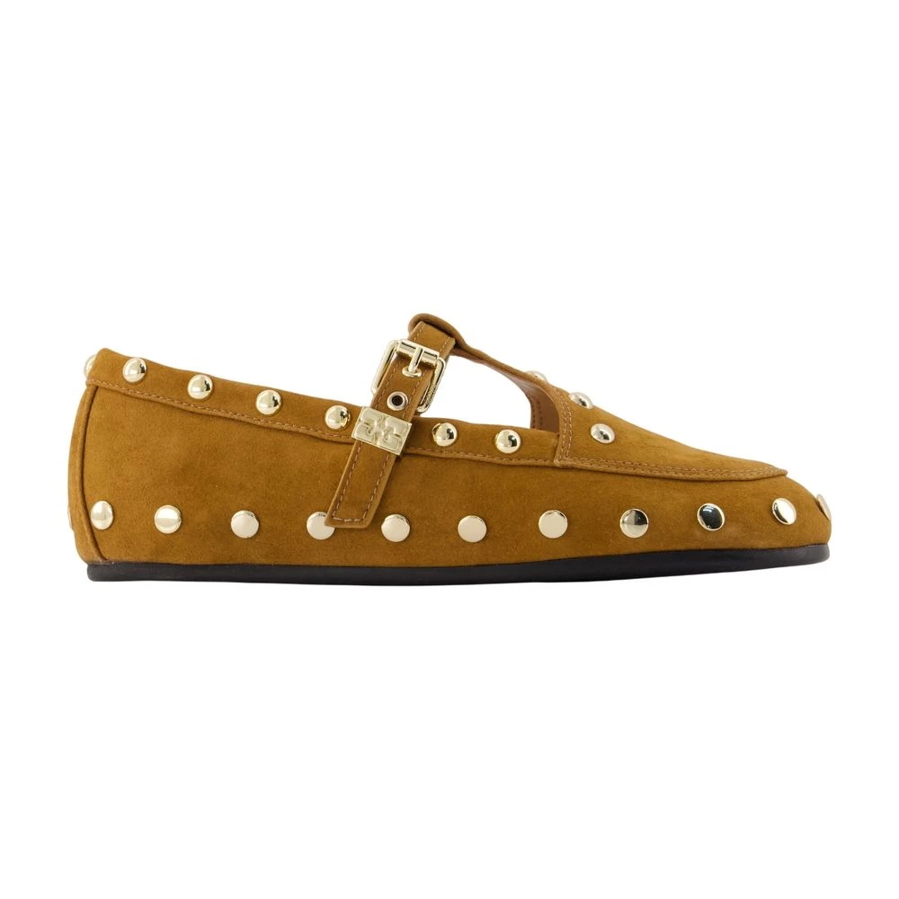 Ganni Mary Jenny Studs Ballet Flats - Female - Ballerina Shoes - Green - 6 Uk - Shoes