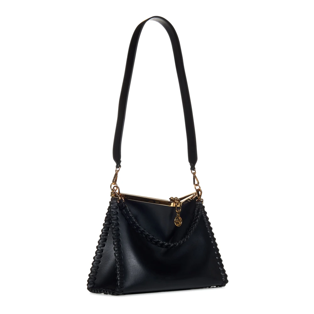 ETRO Zwarte leren schoudertas met sluiting Black Dames