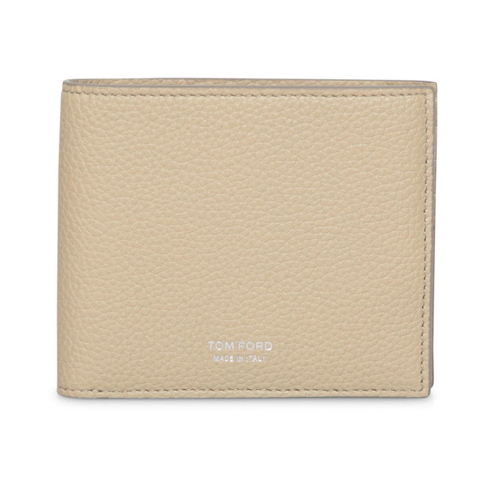 Tom Ford Grained Leather Wallet in Beige Beige, Herr