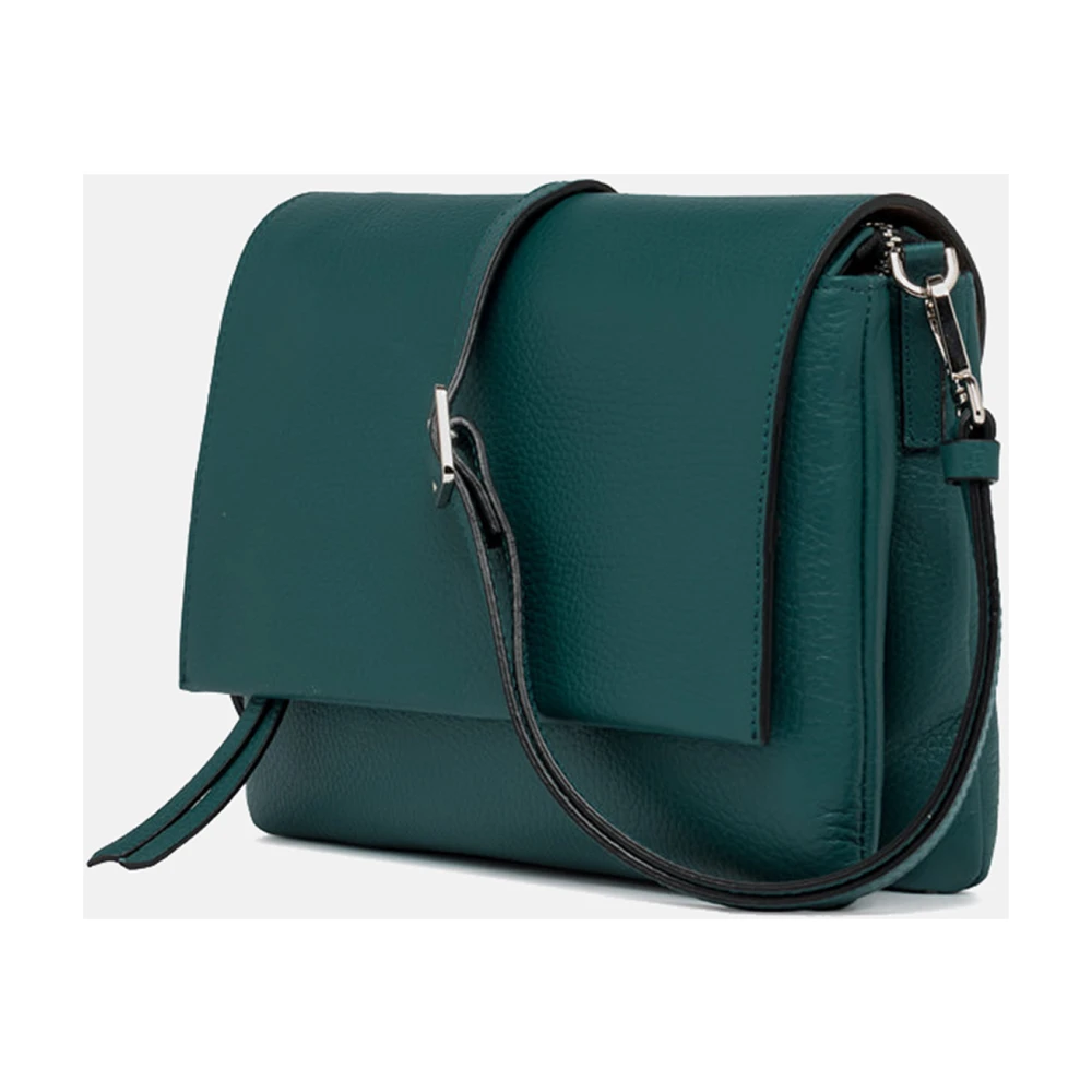 Gianni Chiarini Groene leren schoudertas met twee zakken Green Dames