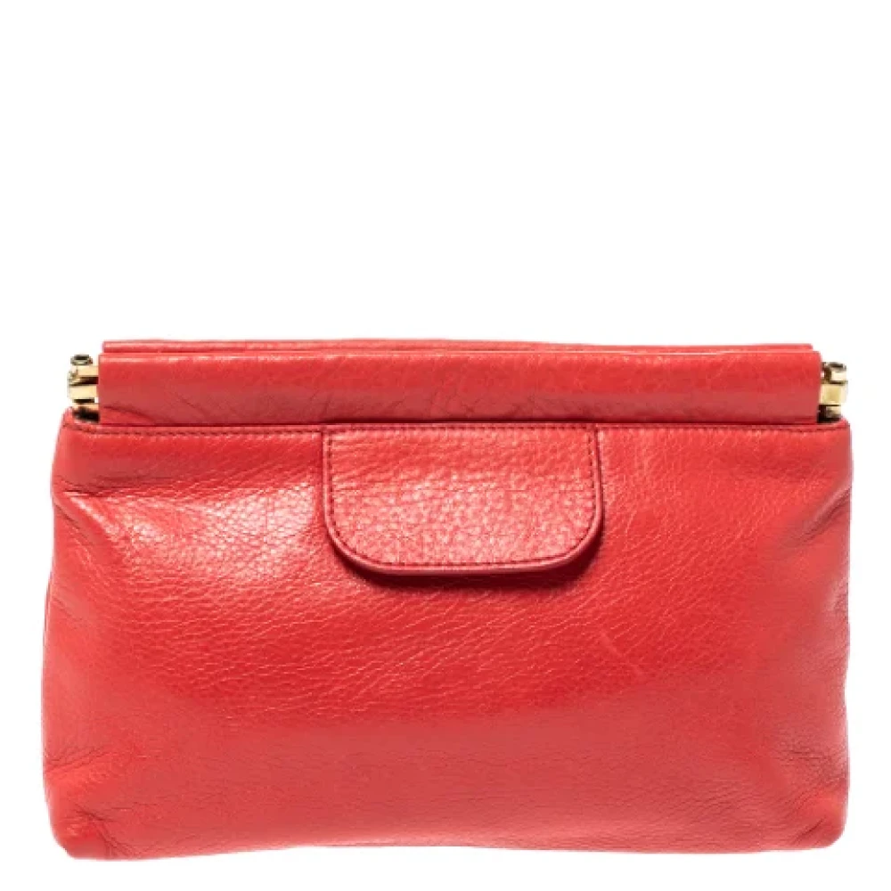 Chloé Pre-owned Leather clutches Orange Dames