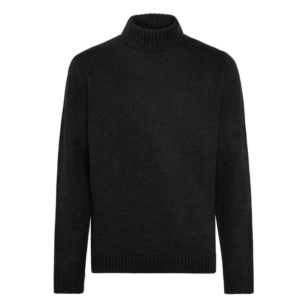 Boggi Milano Mock Polo Neck Jumper Black Heren