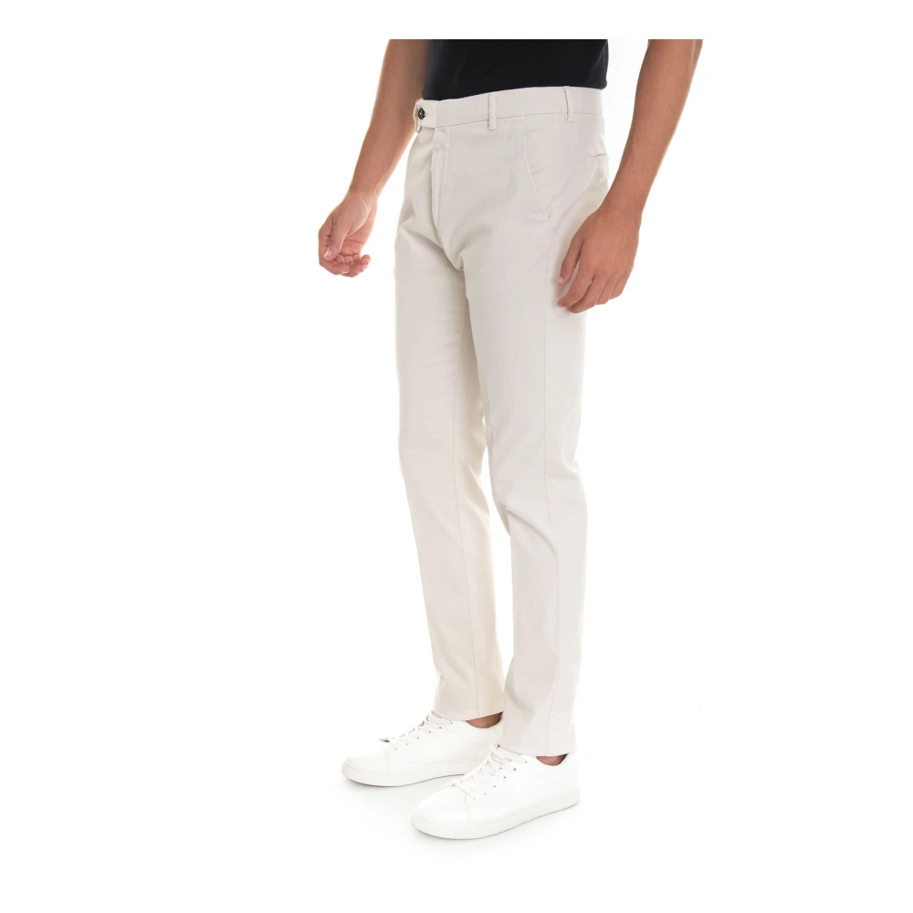 Berwich Slim Fit Chino Broek met Tegelprint Voering Beige Heren