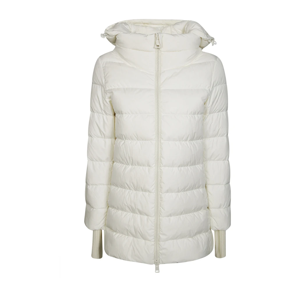 Herno Hooded Zip-Up Puffer Jacket White Dames