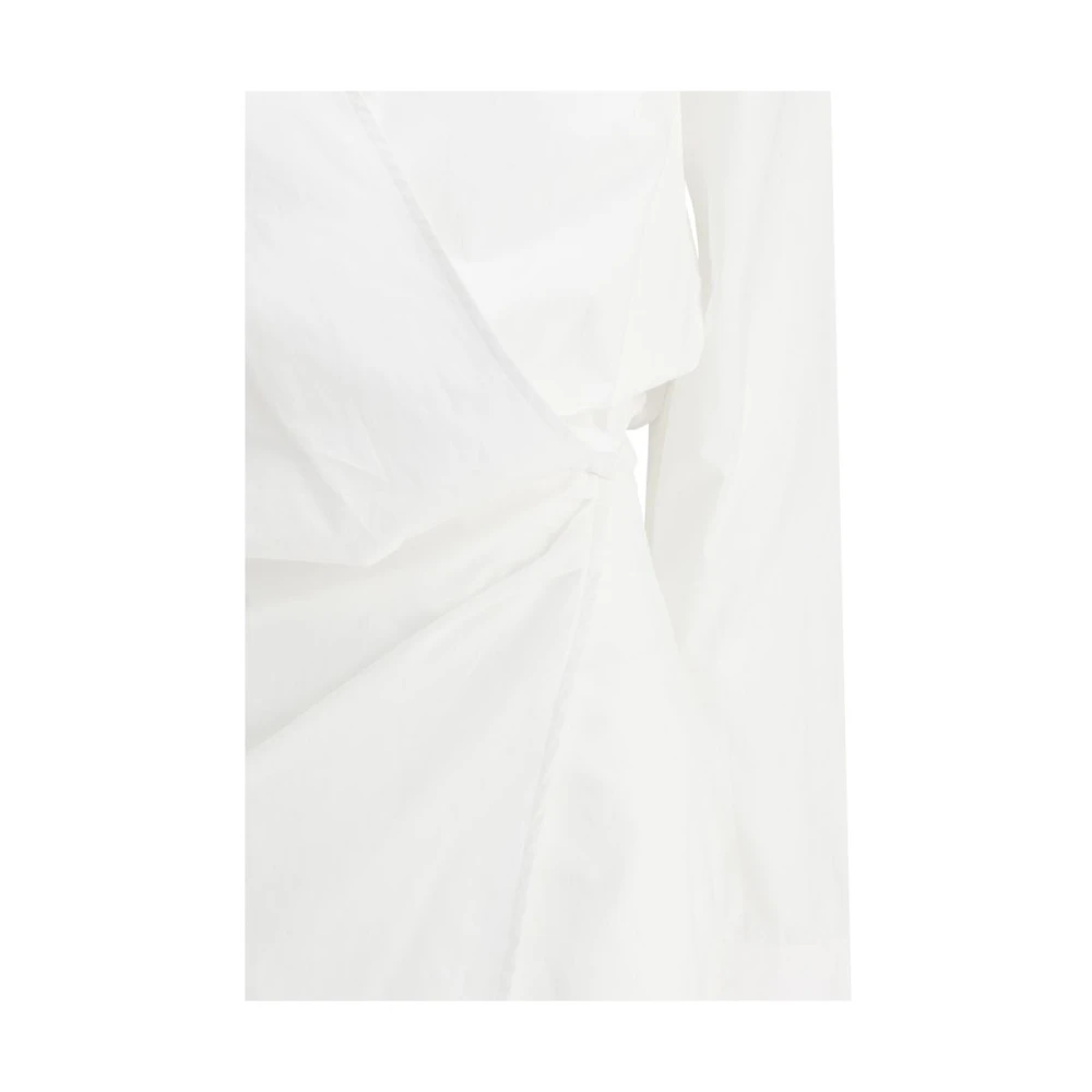The Attico Wikkeldress met V-Hals White Dames
