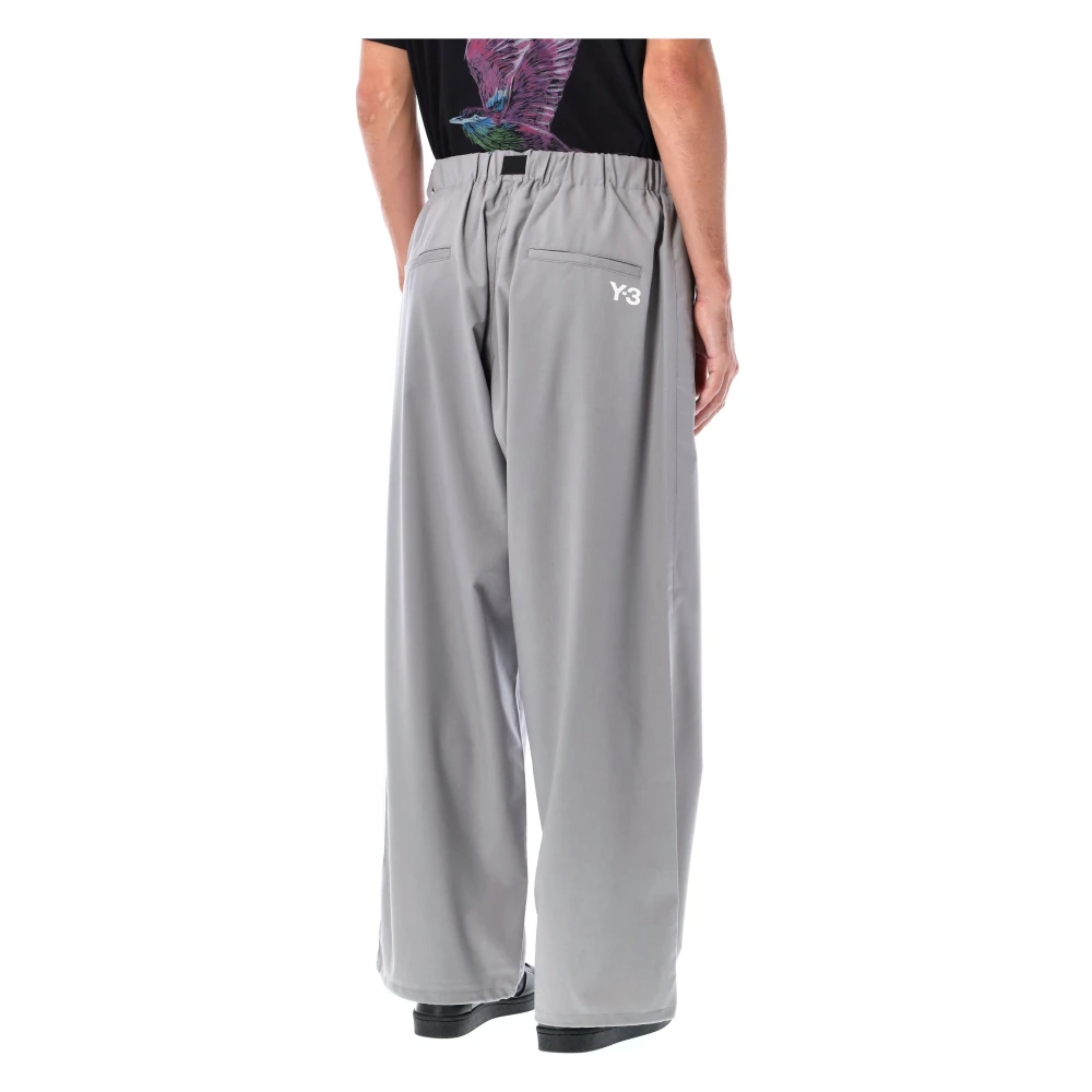 Y-3 Grijze Wollen Track Pants Met Zakken Gray Heren
