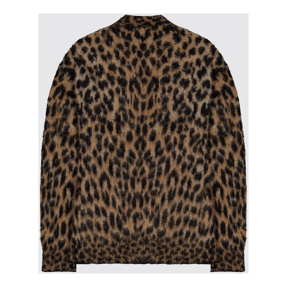 Laneus Gevlekte Cardigan met Drop Schouder Brown Heren